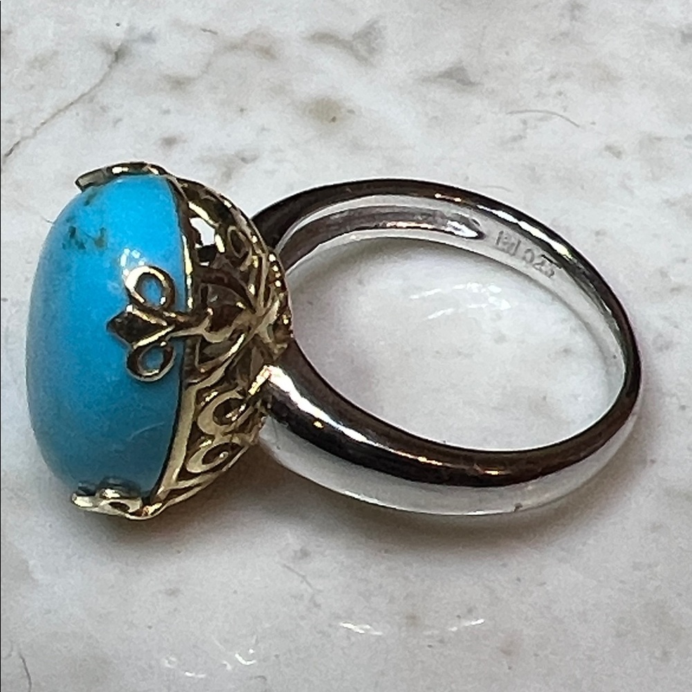 Designer Michelle Albala 925 Vermeil Turquoise Ring - Picture 5 of 8
